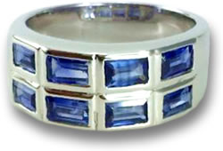 Bague Pinky Saphir Bleu et Or Blanc