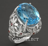 خاتم فضة توباز أزرق Sterling Silver Blue Topaz Ring