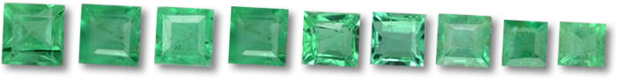 Calibrated Square Emerald gems