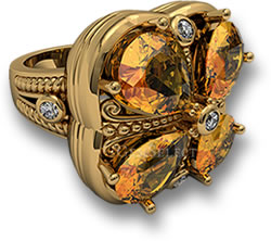 Bague Motif Floral Citrine