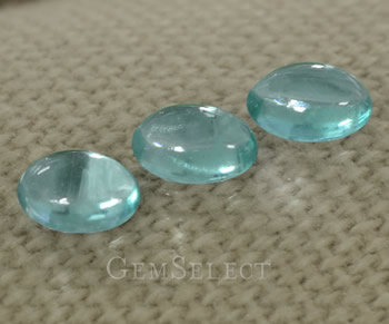 Blue Apatite Cabs on a Soft Cloth