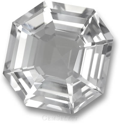 Asscher-Cut Clear White Quartz Gemstone