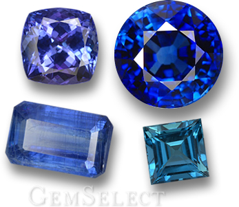 Piedras preciosas azules: tanzanita, zafiro, cianita y topacio azul