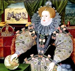 Portrait et perles symboliques de l'Armada d'Elizabeth I