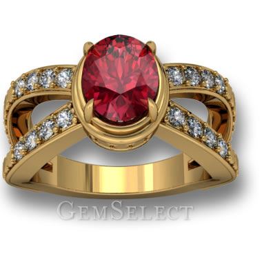 Bague Solitaire Ovale Spinelle Rouge