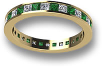 Emerald and White Sapphire Eternity Ring