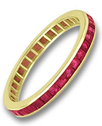 Princess-Cut Ruby and Yellow Gold Eternity Ring