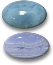 Larimar- und blaue Achat-Cabochons