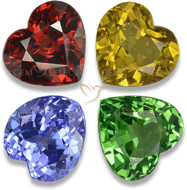 Cuatro gemas en forma de corazón de GemSelect - Imagen grande