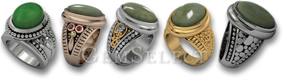 Silver and Gold Jadeite Rings by GemSelect