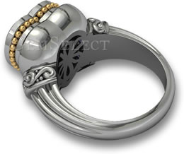 GemSelect Silver Ring with Rhodium Plating and Gold Detail