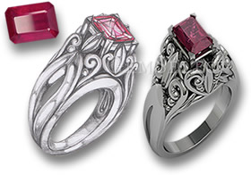 Proceso de diseño del anillo de rubí GemSelect