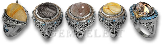 GemSelect Silver Rutilated Quartz Rings