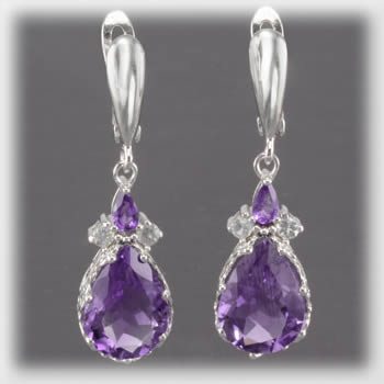 紫水晶吊式耳环