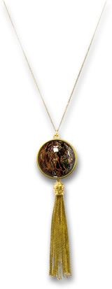 Gold and Pietersite Tassel Necklace