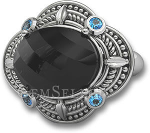 Anello in argento tailandese con spinello nero