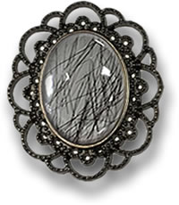 Black Rutile Quartz Brooch