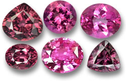 Gemmes rose vif : zircon, tourmaline, topaze mystique, grenat rhodolite, saphir et spinelle