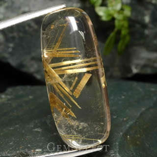 Quartz Gemstone with Golden Rutile Inclusions