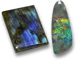 Pietre preziose di labradorite e opale