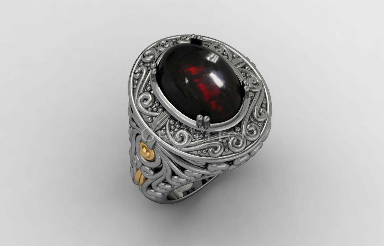 Ring Black Opal With Diamond Designer Ring Black Opal With Diamond Designer