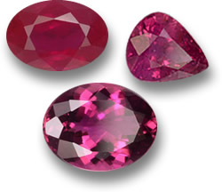 Rouge pour la passion : rubis (en haut) et tourmaline rubellite (en bas)