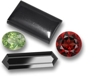 Hematite, Demantoid Garnet, Almandine Garnet, & Black Tourmaline Gemstones