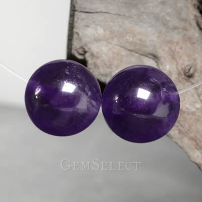 Matched Pair of Spherical Amethyst Beads