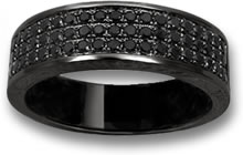 Bague Homme Plaquée Rhodium Noir avec Spinelle Noir