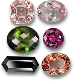 Morganite (Top) and Tourmaline Gemstones