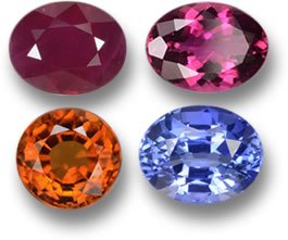 Rubis, Rubellite, Grenat Spessartite et Saphir