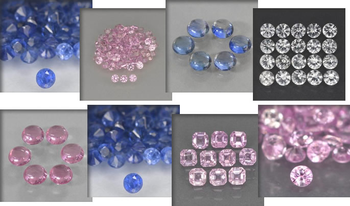 Calibrated natural sapphire lots in different shapes, sizes and colors