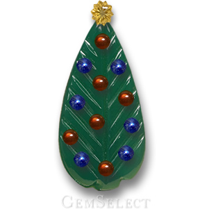 Gemstone Christmas Tree - Carved Agate, Lemon Quartz Star, Garnet & Sapphire Baubles