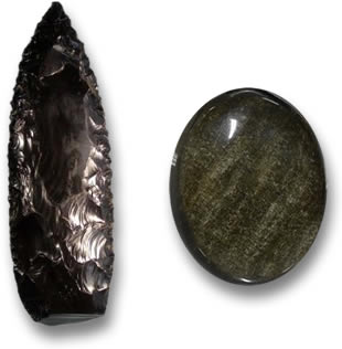 Obsidianklinge und Edelstein