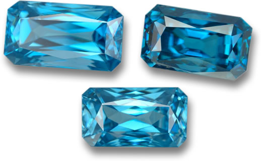 Octagonal, Scissor-Cut Blue Zircon Stones