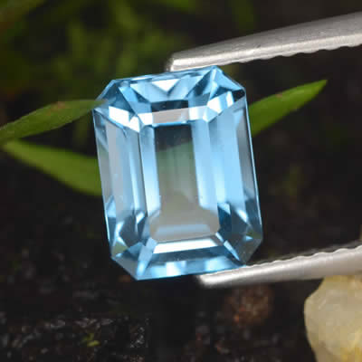 Octagonal, Step-Cut Swiss Blue Topaz Gem