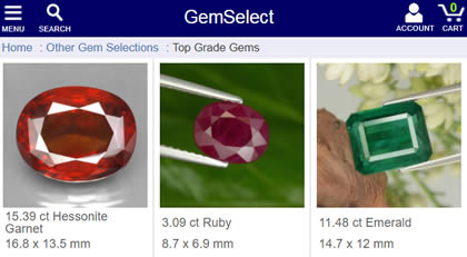 GemSelect Edelstein-Website