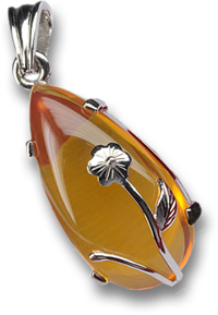 Pendentif cabochon en opale de feu en argent