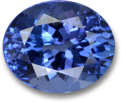 Pietra preziosa di tanzanite ovale blu vivido