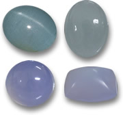 Aquamarin- und Lavendel-Calcedon-Cabochons