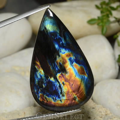 Cabochon spectrolite en forme de poire