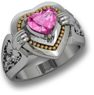 Bague saphir rose bicolore de GemSelect - Grande image