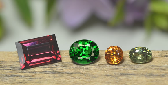 Rhodolite, Tsavorite, Spessartite Garnet 