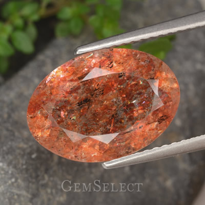 Red-Orange Faceted Sunstone Gem