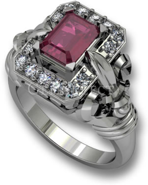 Кольцо с рубином и бриллиантом