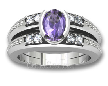 Ring aus rhodiniertem Weißgold und Amethyst