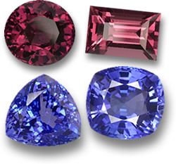 Grenat rhodolite et pierres précieuses tanzanites