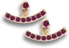 Rhodolite Garnet and Gold Ear Jackets