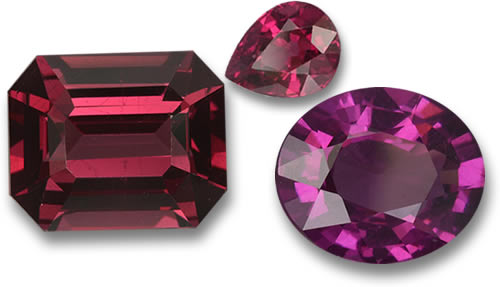 Raspberry and Purple Rhodolite Garnet Gems