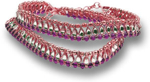 Rose Gold, Amethyst and White Topaz Anklets